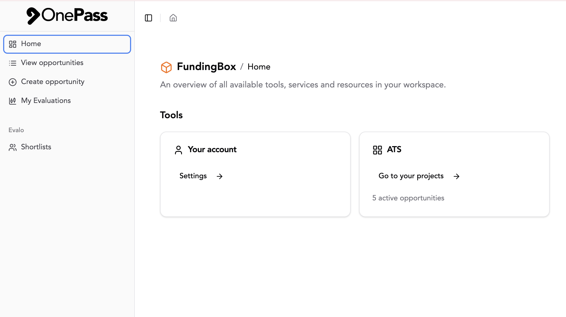 OnePass opportunity dashboard